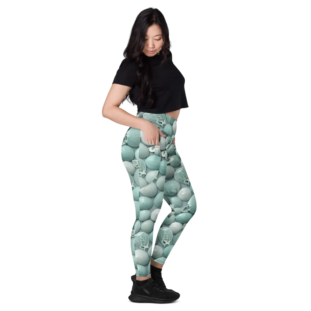 Minted Seashells on Leggings with Pockets — Right