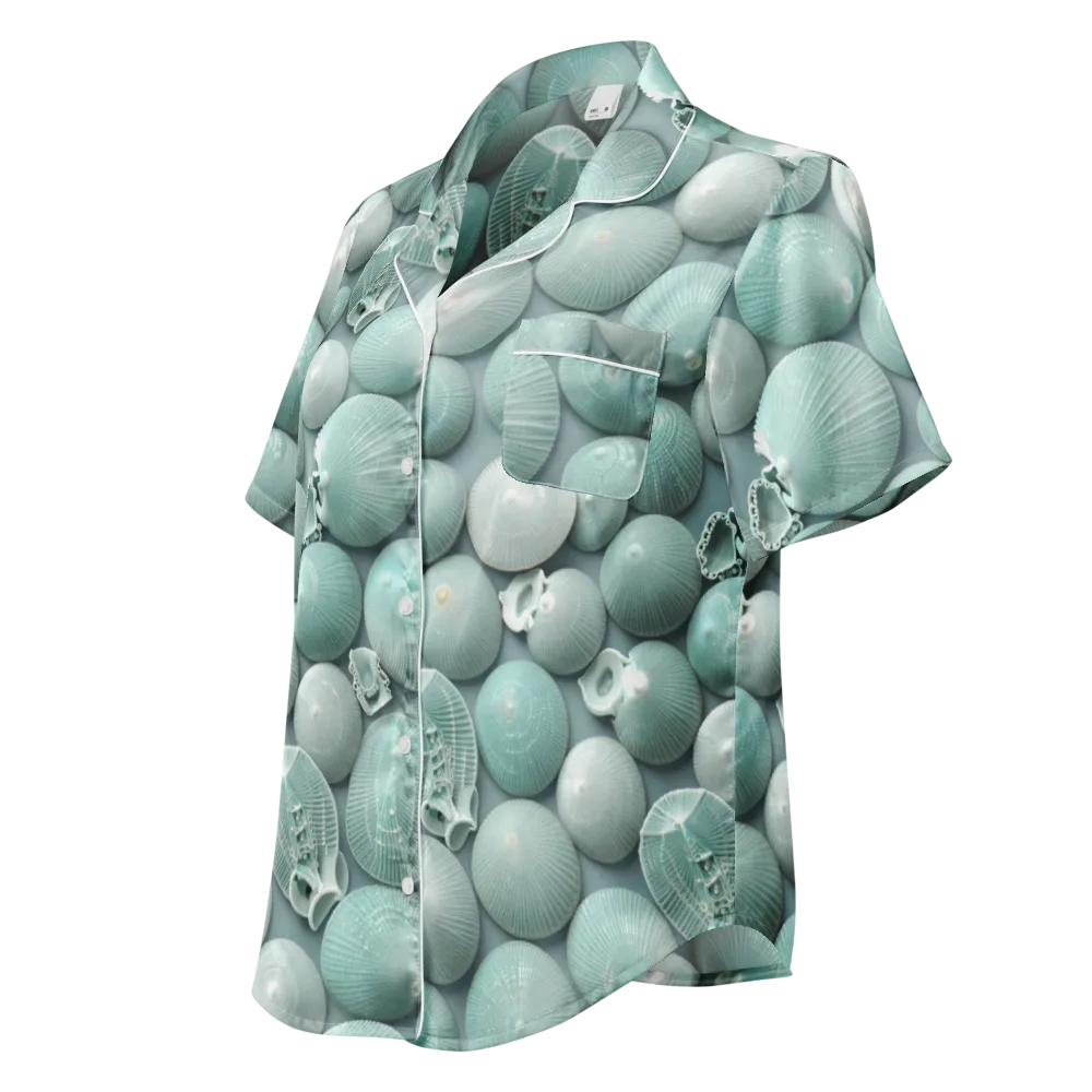 Minted Seashells on Women's Short Sleeve Pajama Top — Left Front