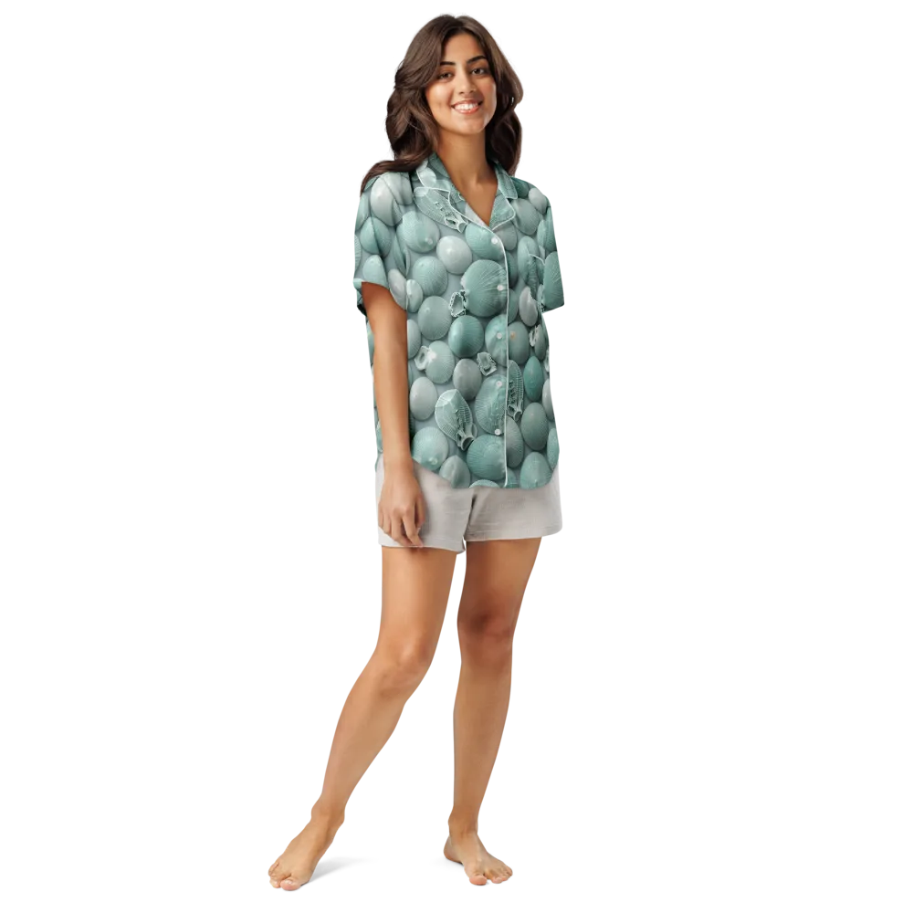 Minted Seashells on Women's Short Sleeve Pajama Top — Front
