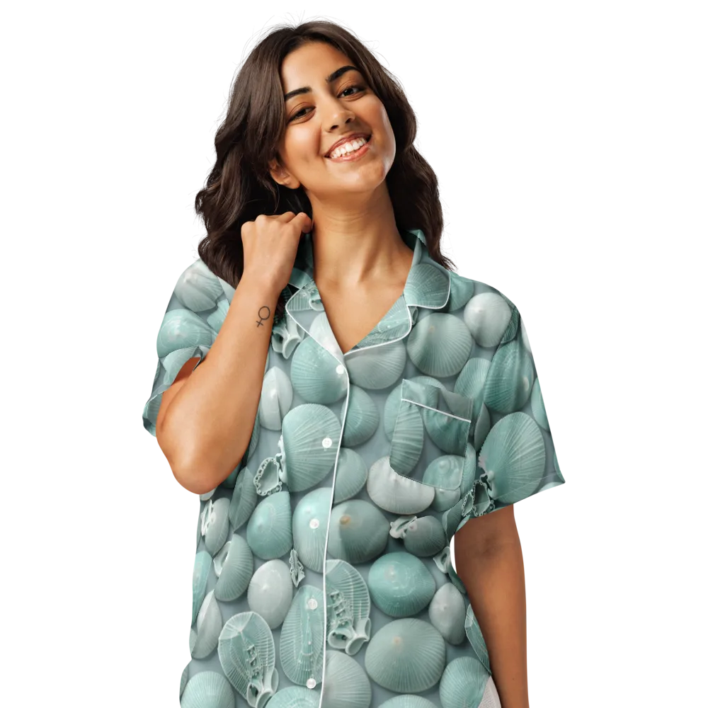 Minted Seashells on Women's Short Sleeve Pajama Top — Front