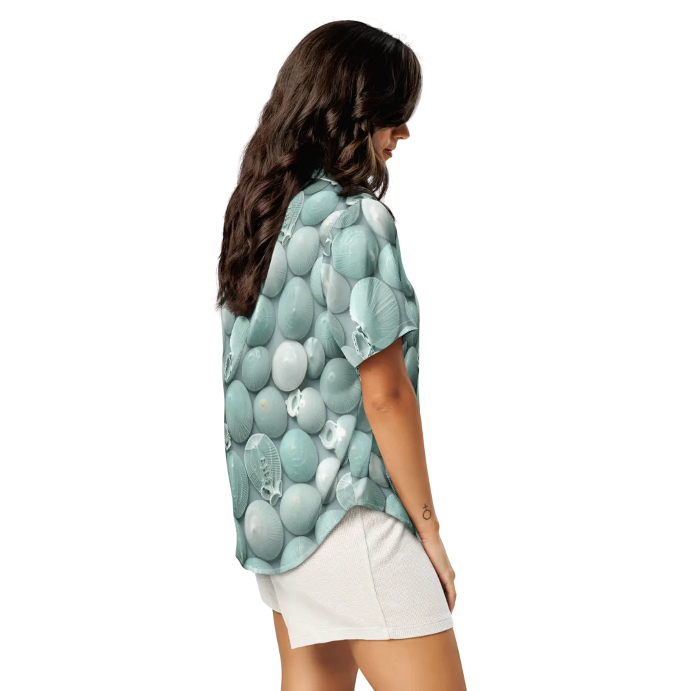Minted Seashells on Women's Short Sleeve Pajama Top — Right Back