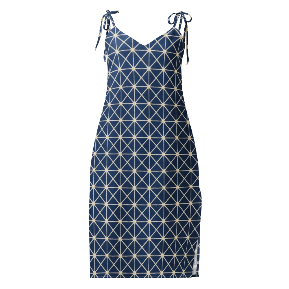 Indigo Star Lattice on Slip Dress — Front