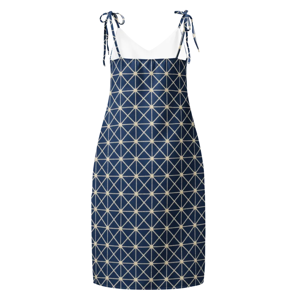 Indigo Star Lattice on Slip Dress — Back