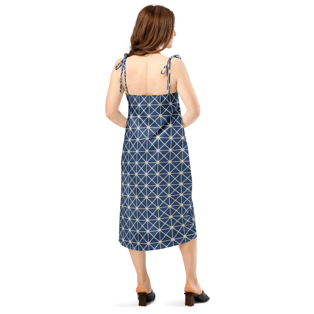 Indigo Star Lattice on Slip Dress — Back