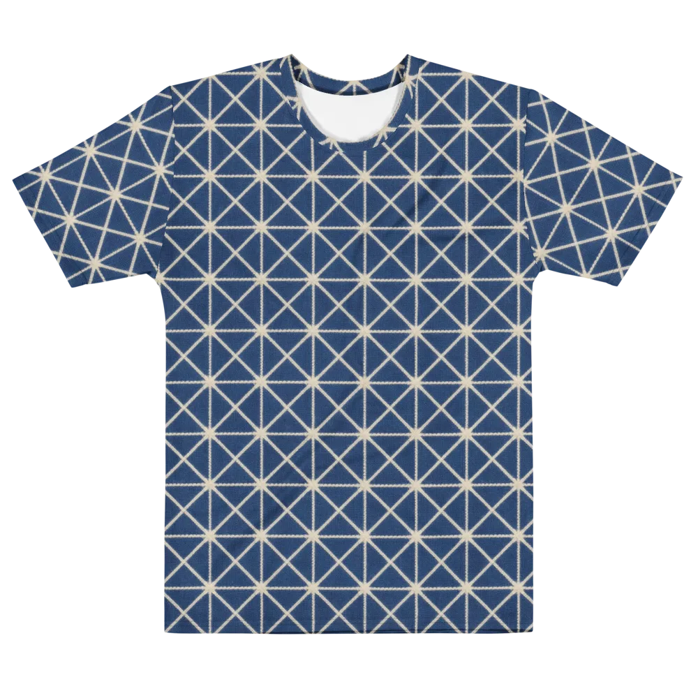 Indigo Star Lattice on Men's Cotton Crew Neck T-Shirt — Front