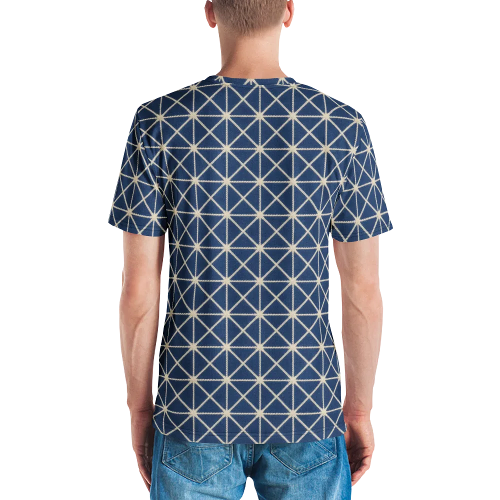 Indigo Star Lattice on Men's Crew Neck T-Shirt — Back