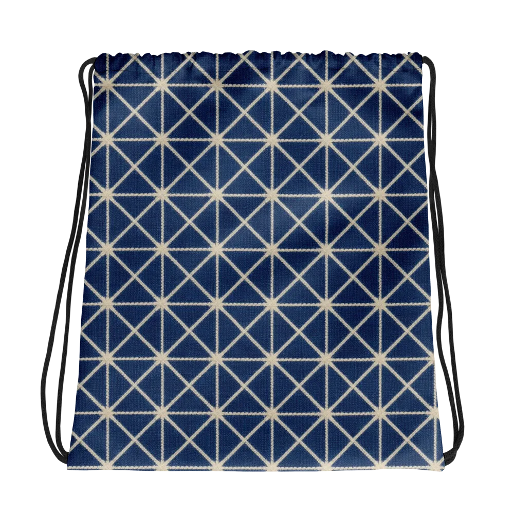 Indigo Star Lattice on Drawstring Bag — Photo