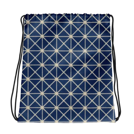 Indigo Star Lattice on a Drawstring Bag