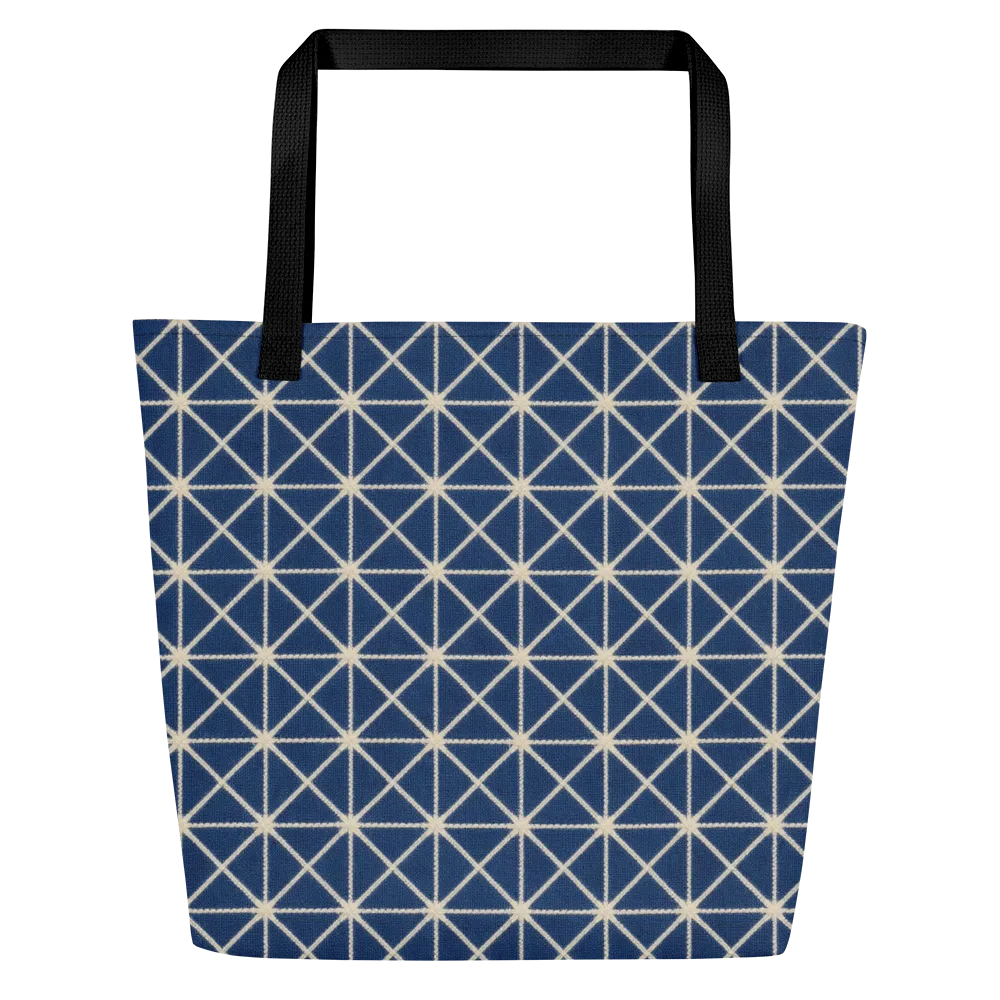 Indigo Star Lattice on Large Tote Bag W/ Pocket — Front