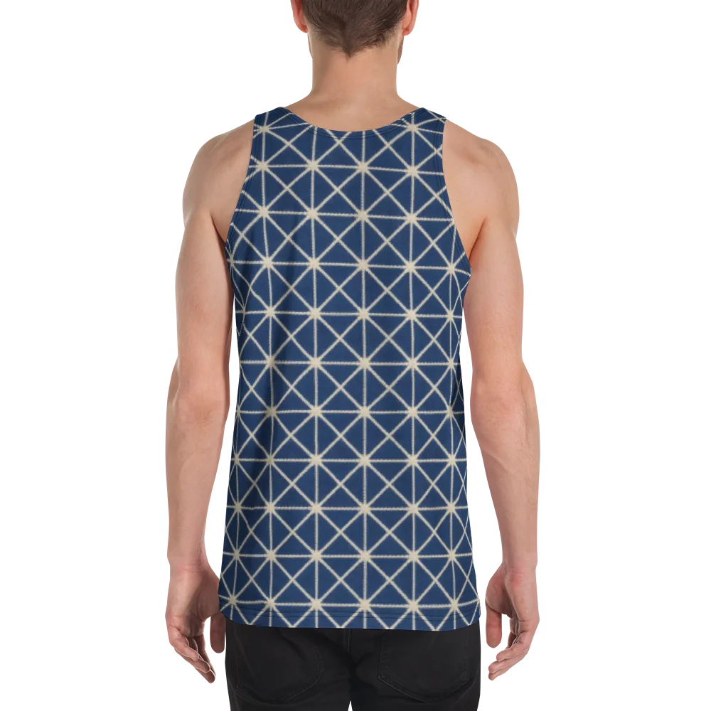 Indigo Star Lattice on Men's Tank Top — Back