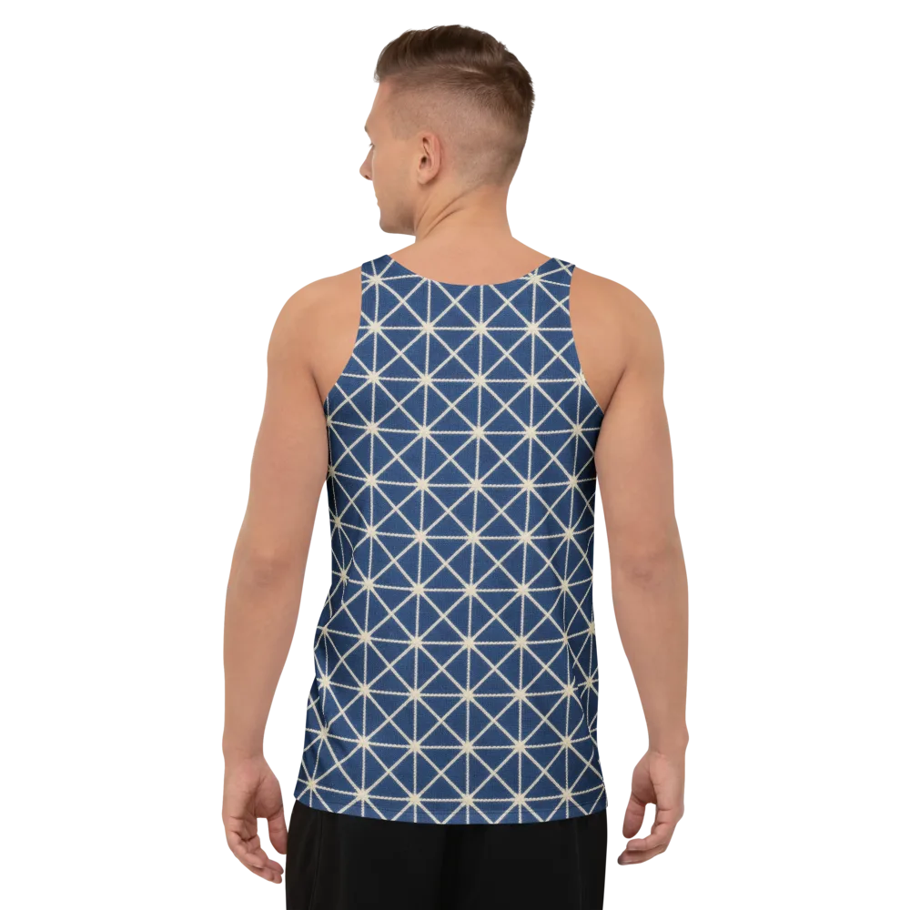 Indigo Star Lattice on Men's Tank Top — Back
