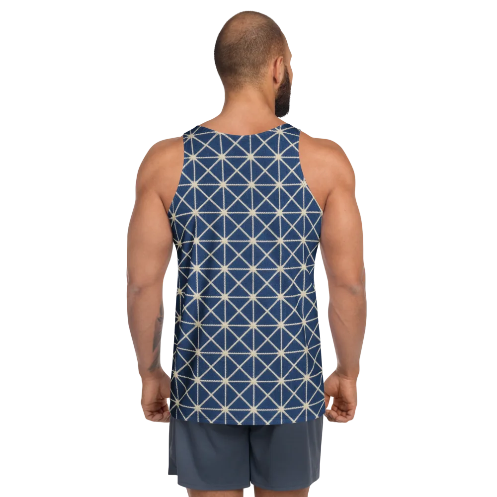 Indigo Star Lattice on Men's Tank Top — Back