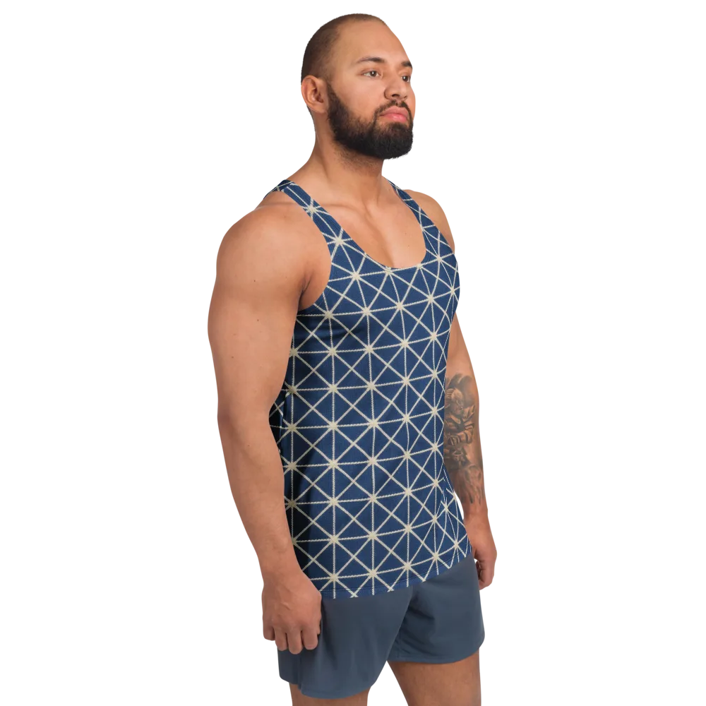 Indigo Star Lattice on Men's Tank Top — Right Front