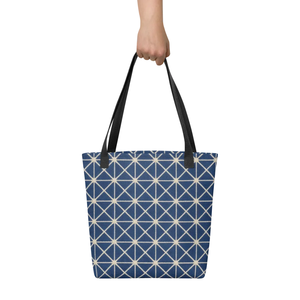 Indigo Star Lattice on Tote Bag — Front