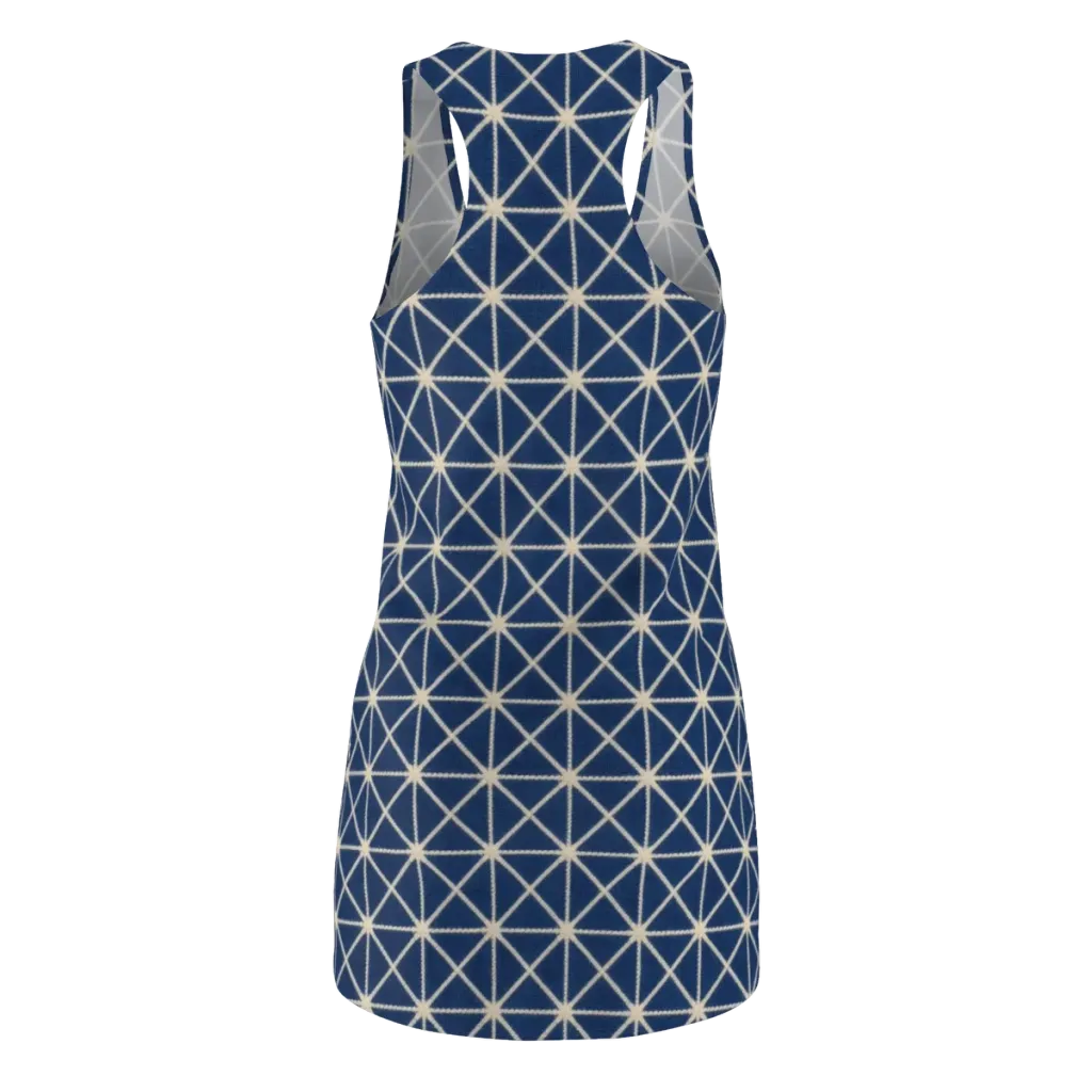 Indigo Star Lattice on Racerback Dress — Back