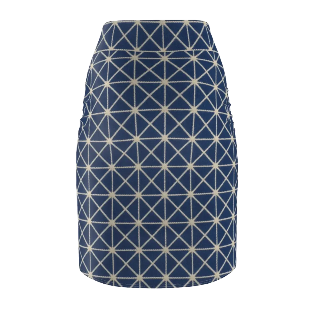 Indigo Star Lattice on Pencil Skirt — Back
