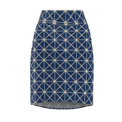 Indigo Star Lattice on a Pencil Skirt