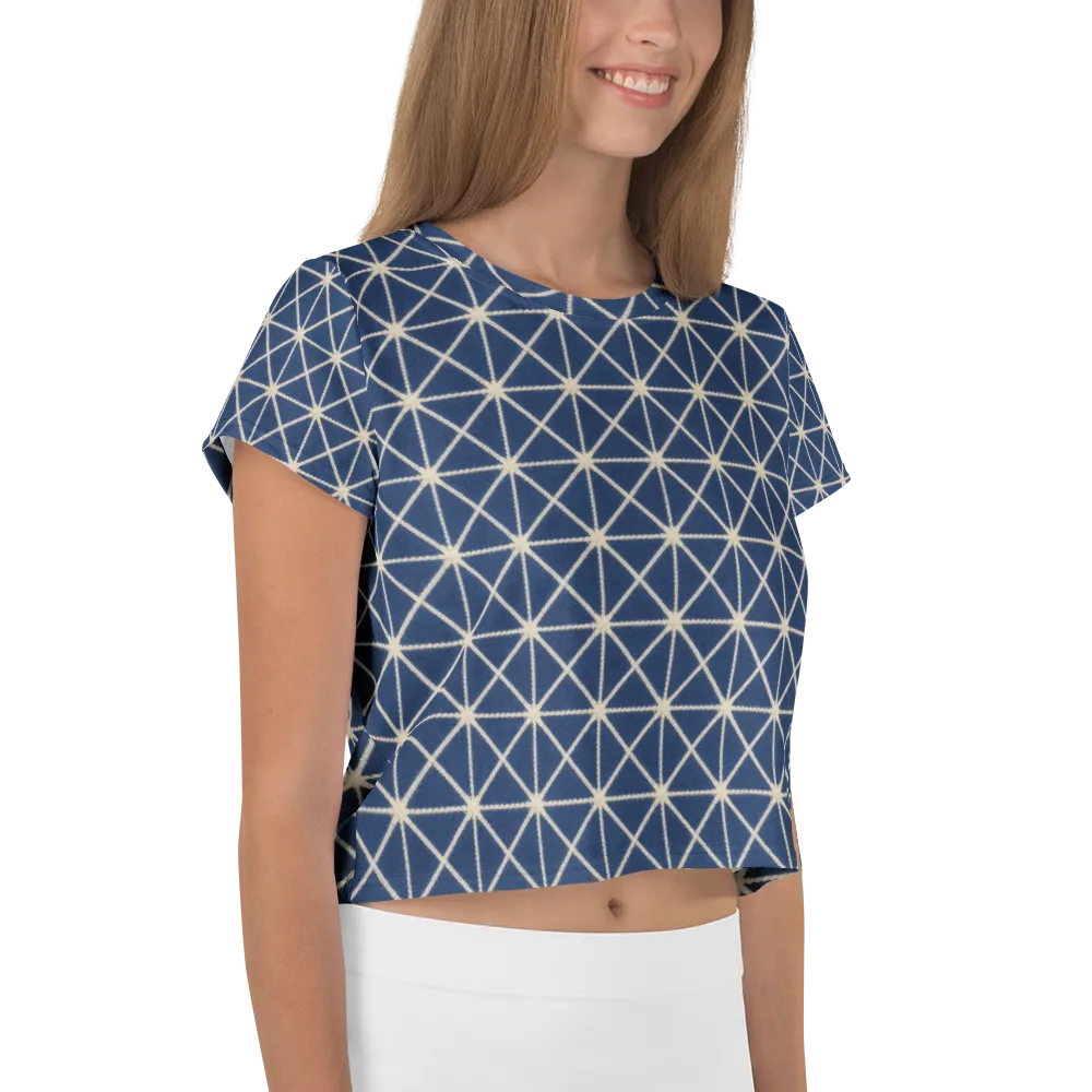 Indigo Star Lattice on Crop Tee — Right