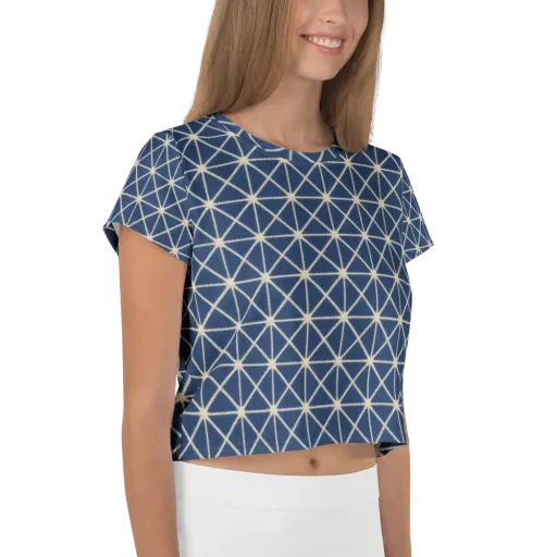 Indigo Star Lattice on a Crop Tee
