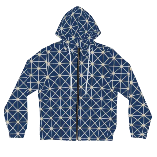 Indigo Star Lattice on a Women's Full-Zip Hoodie