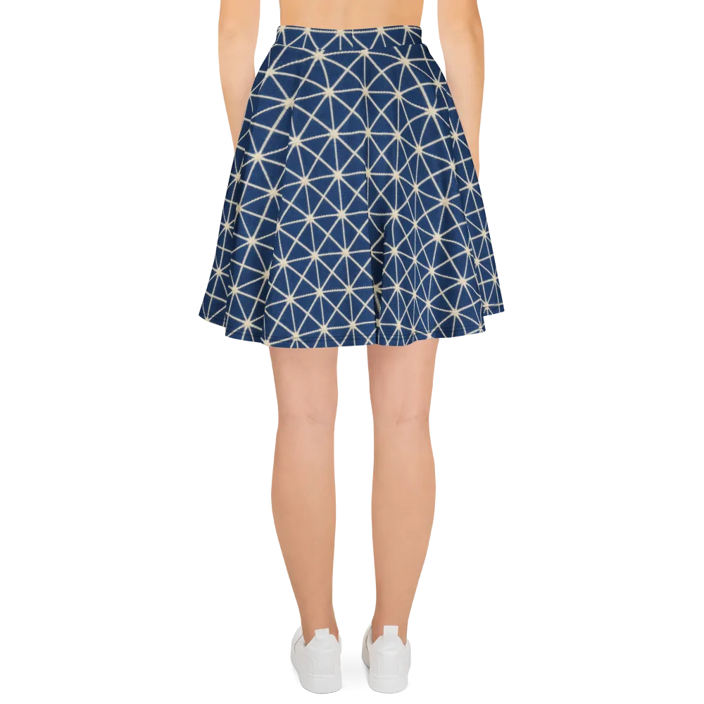 Indigo Star Lattice on Skater Skirt — Back