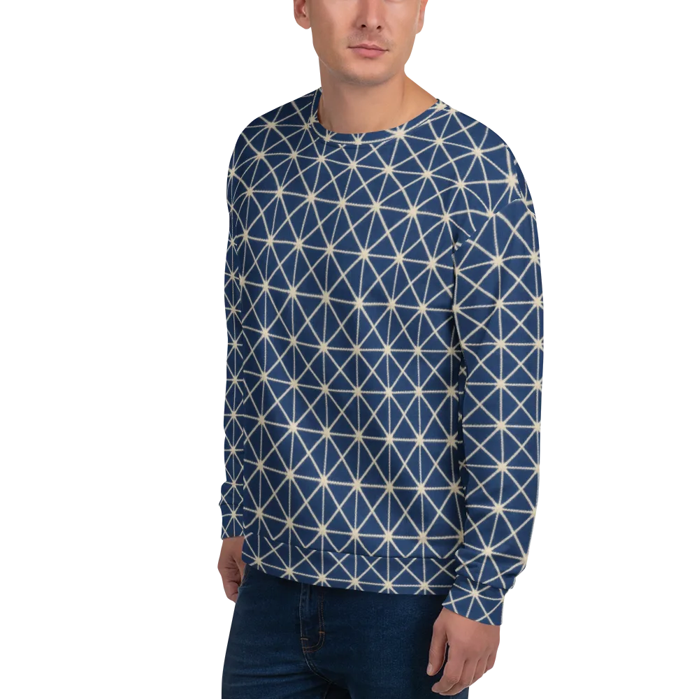 Indigo Star Lattice on Sweatshirt — Left Front