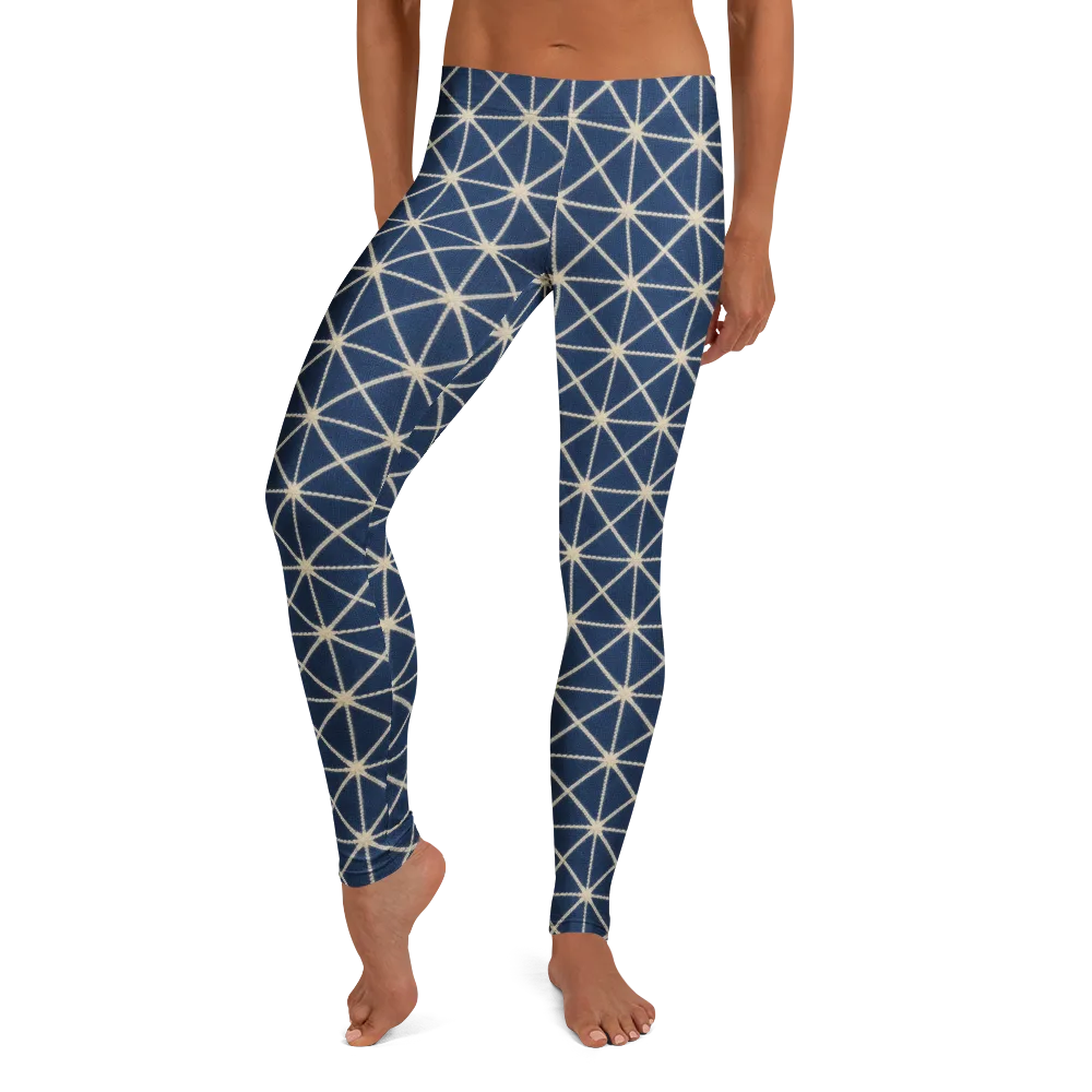 Indigo Star Lattice on Leggings — Front