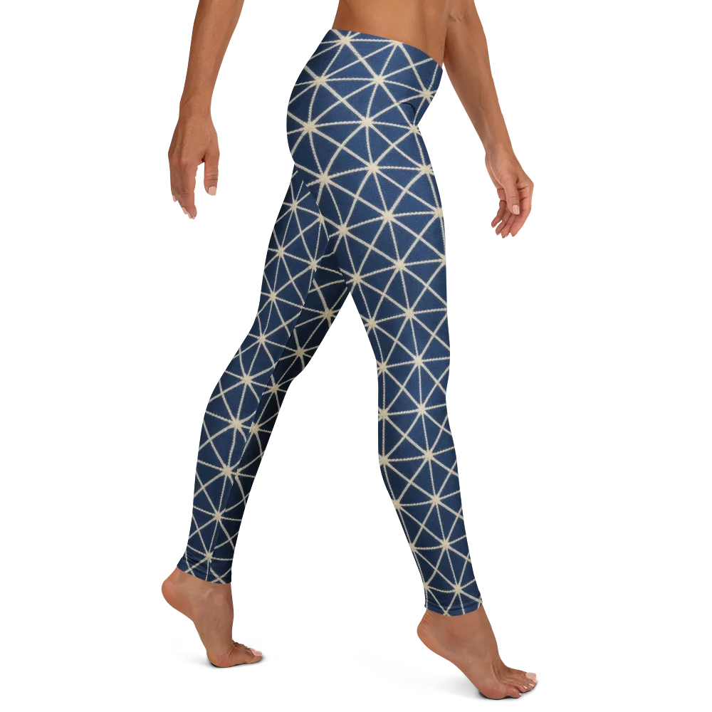 Indigo Star Lattice on Leggings — Right