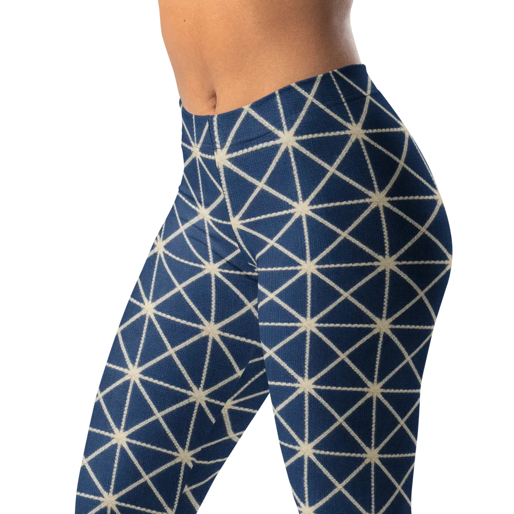 Indigo Star Lattice on Leggings — Left Front