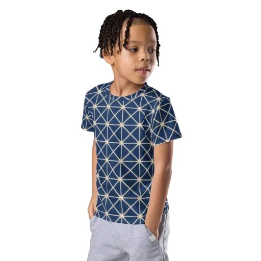Indigo Star Lattice on a Kids Crew Neck T-Shirt