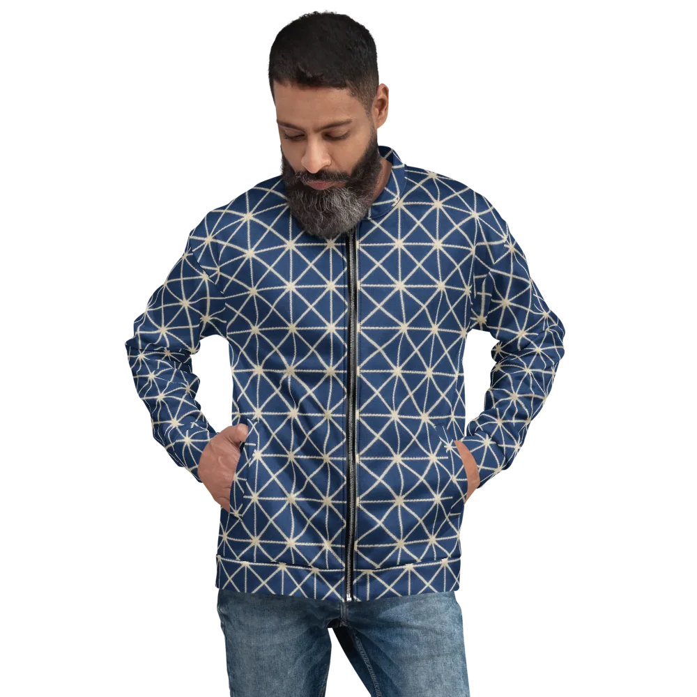 Indigo Star Lattice on Bomber Jacket — Front