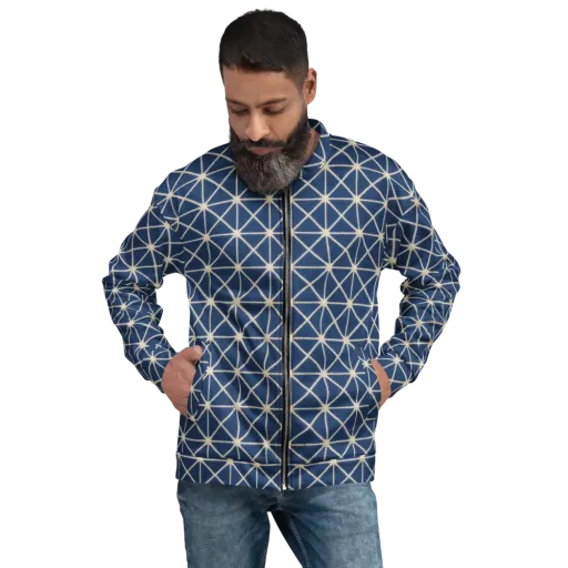 Indigo Star Lattice on a Bomber Jacket