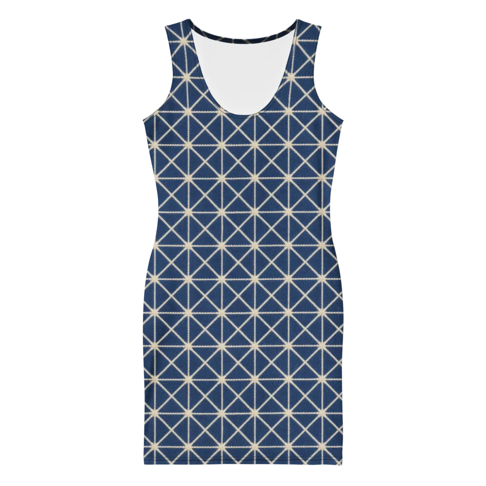 Indigo Star Lattice on Bodycon Dress — Front