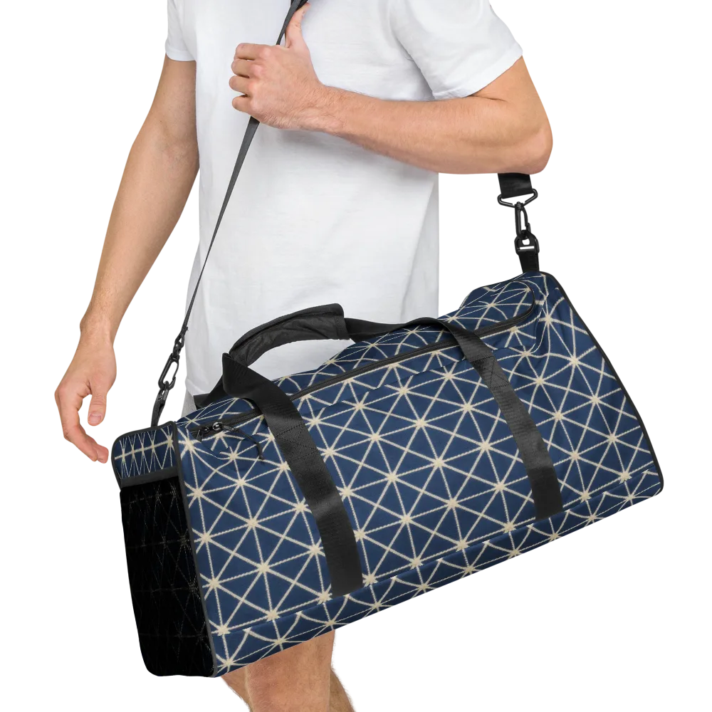 Indigo Star Lattice on Duffle Bag — Right Front