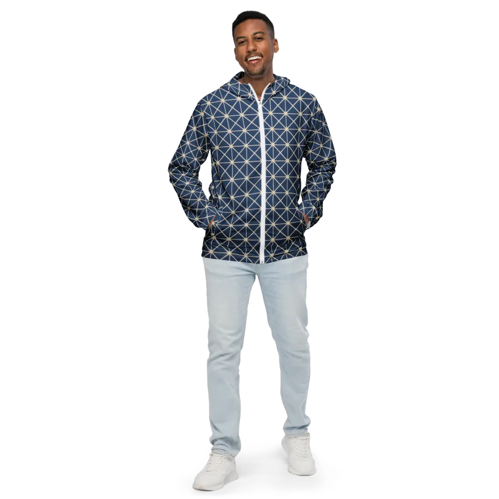 Indigo Star Lattice on Men's Windbreaker — Front