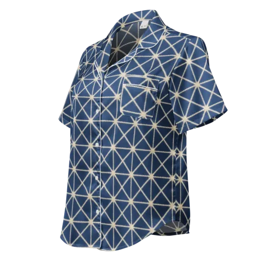 Indigo Star Lattice on a Women's Short Sleeve Pajama Top