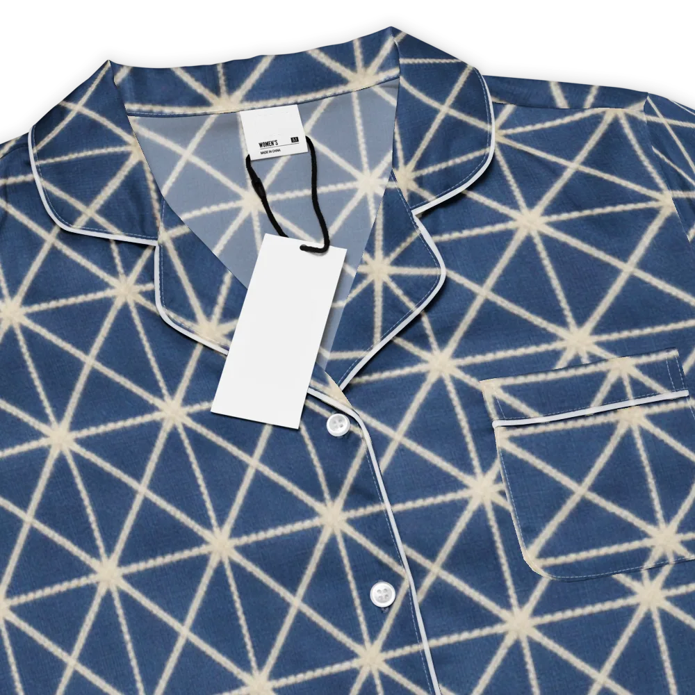 Indigo Star Lattice on Women's Short Sleeve Pajama Top — Product details