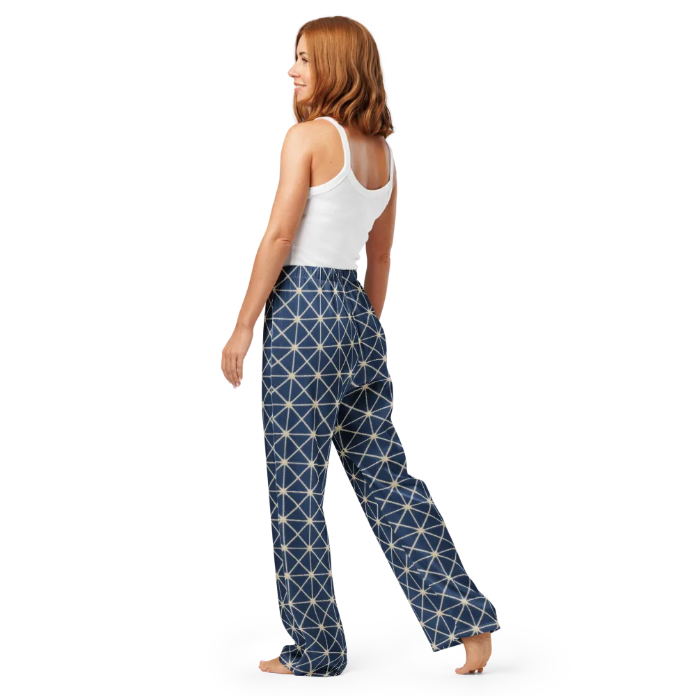 Indigo Star Lattice on Women's Pajama Pants — Back