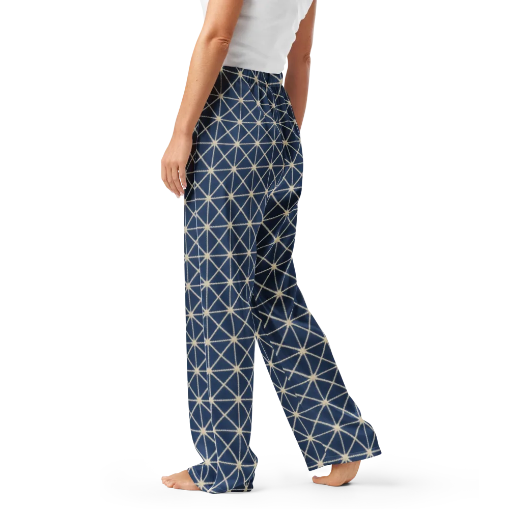 Indigo Star Lattice on Women's Pajama Pants — Left