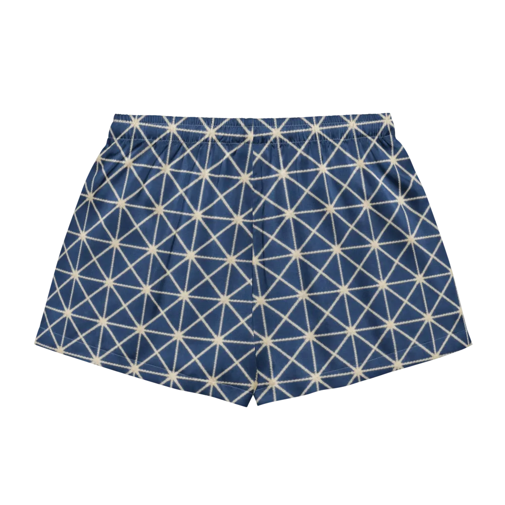 Indigo Star Lattice on Women's Pajama Shorts — Back