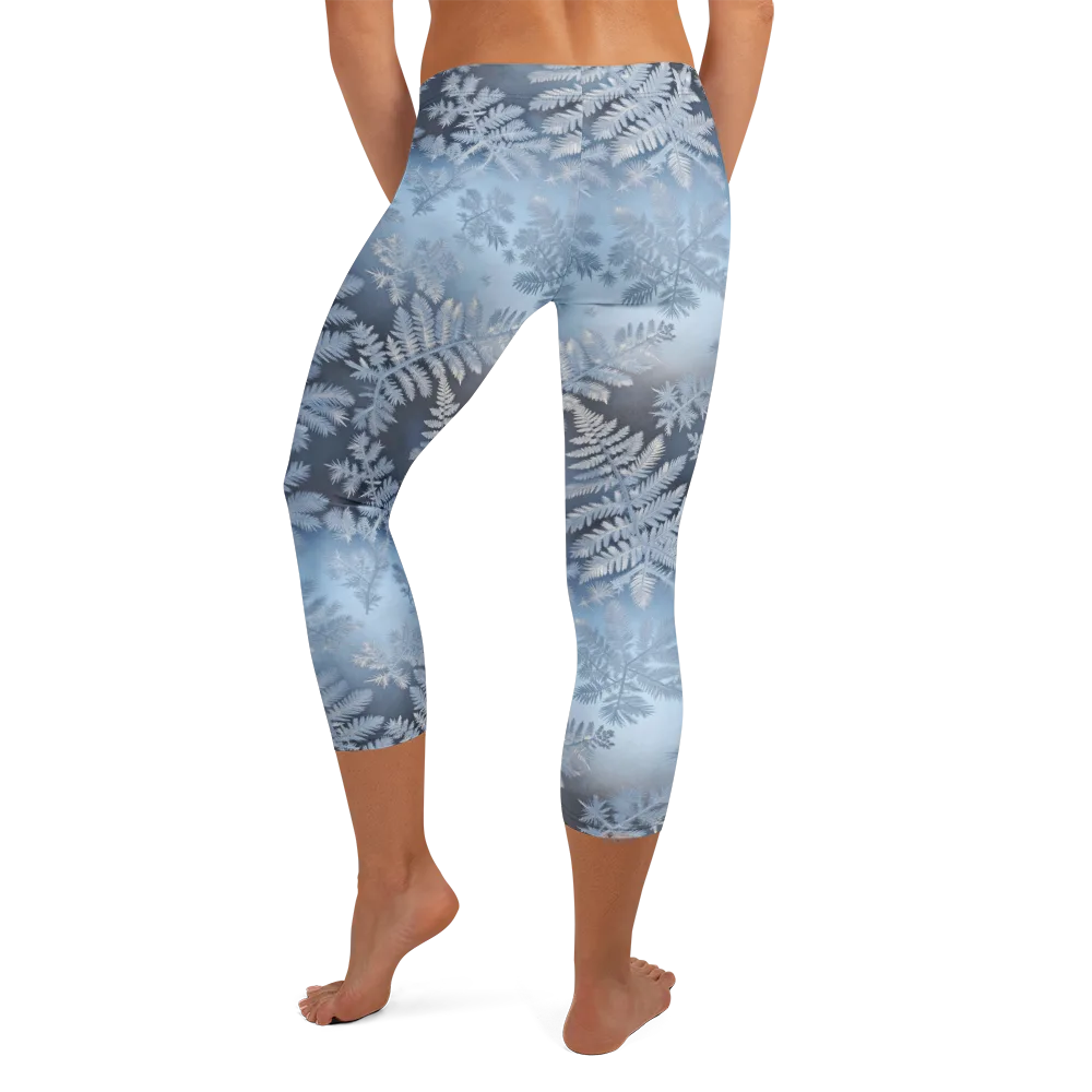Winter Fronds on Capri Leggings — Back