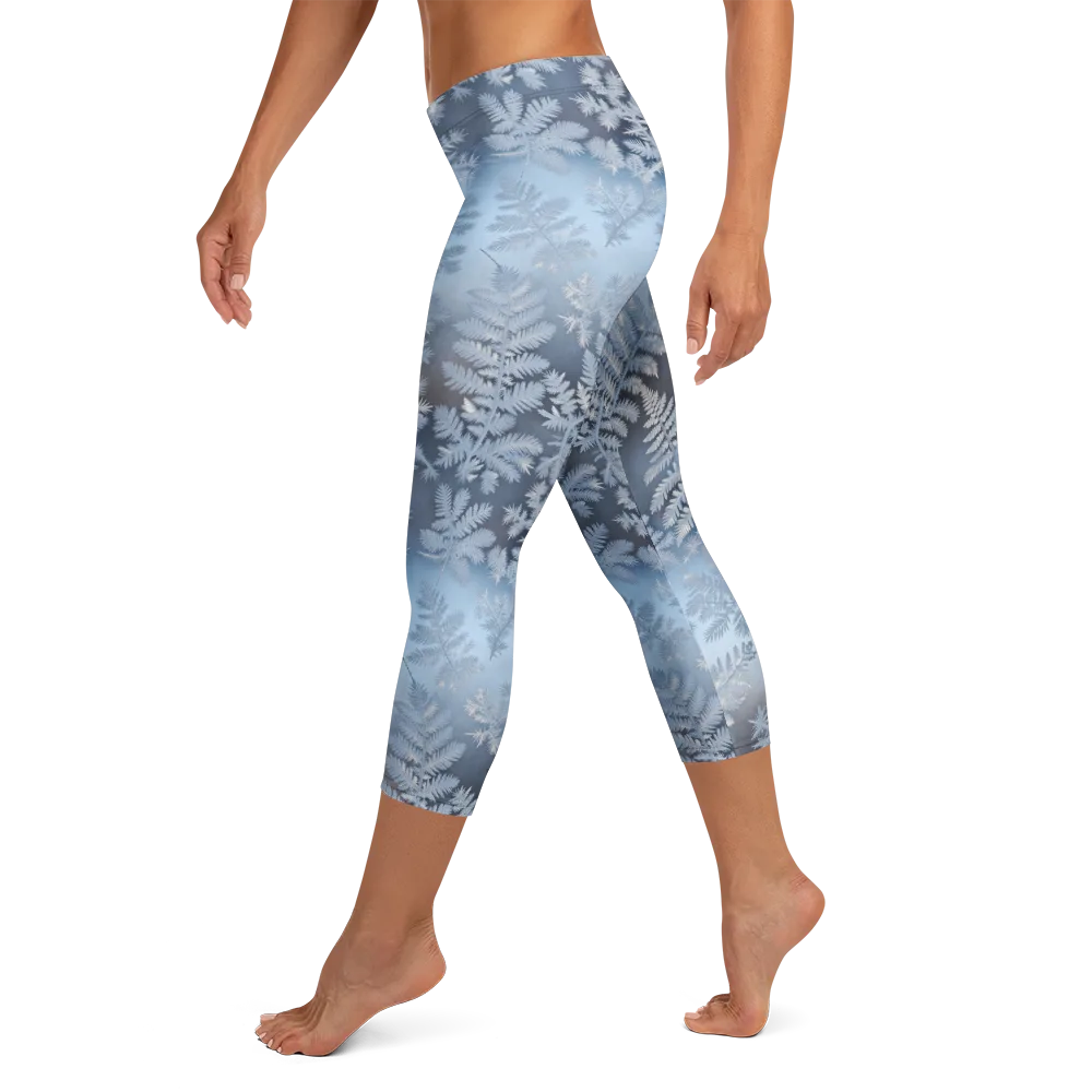 Winter Fronds on Capri Leggings — Left