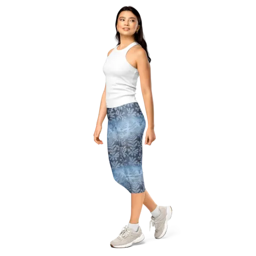 Winter Fronds on a Capri Leggings