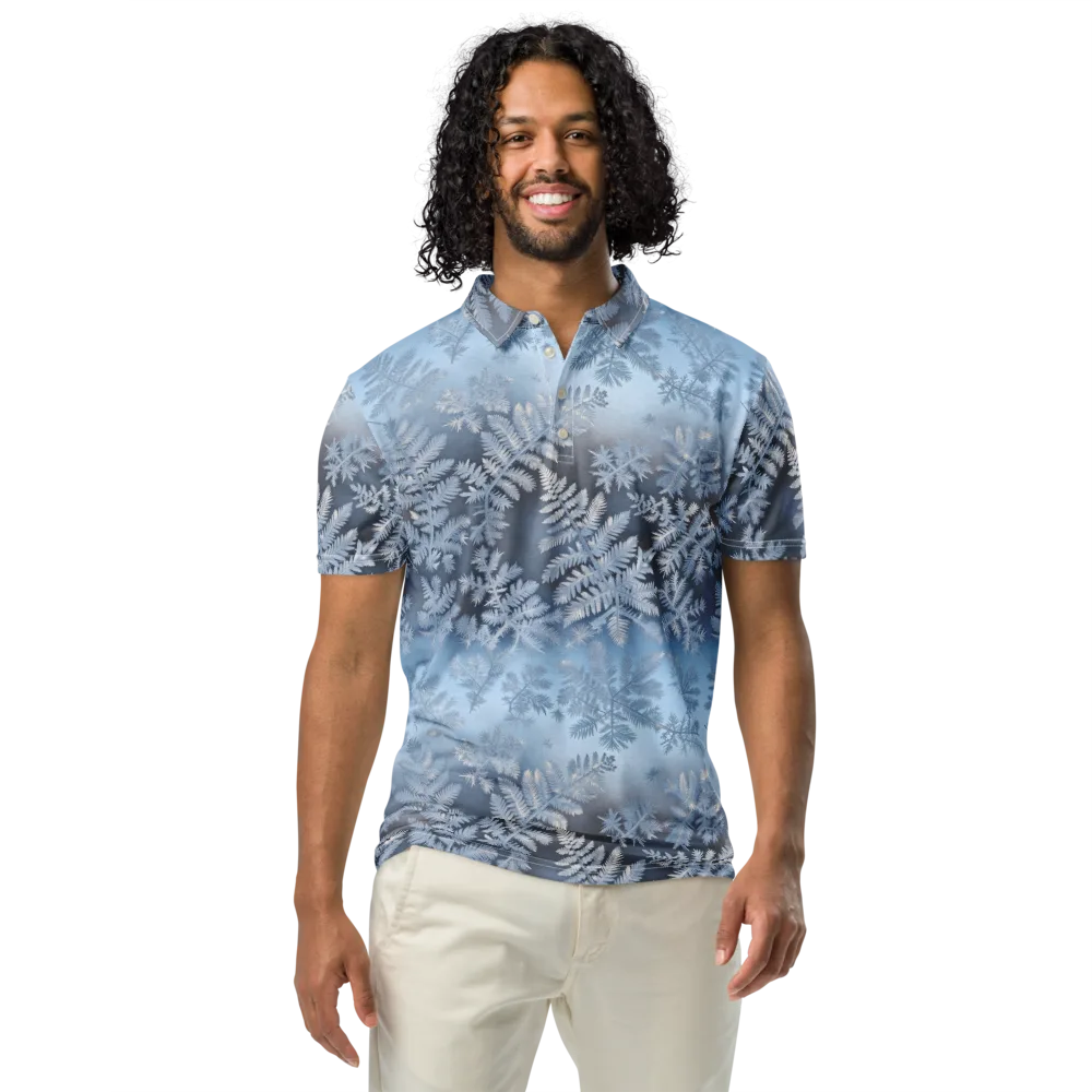 Winter Fronds on Men's Slim Fit Polo Shirt — Front