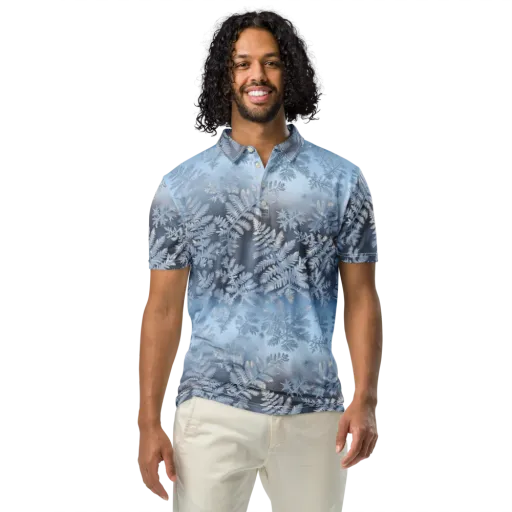 Winter Fronds on a Men's Slim Fit Polo Shirt