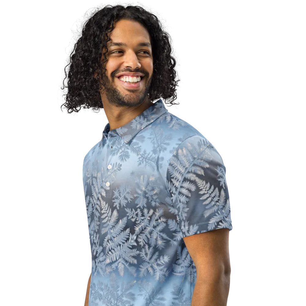 Winter Fronds on Men's Slim Fit Polo Shirt — Left Front