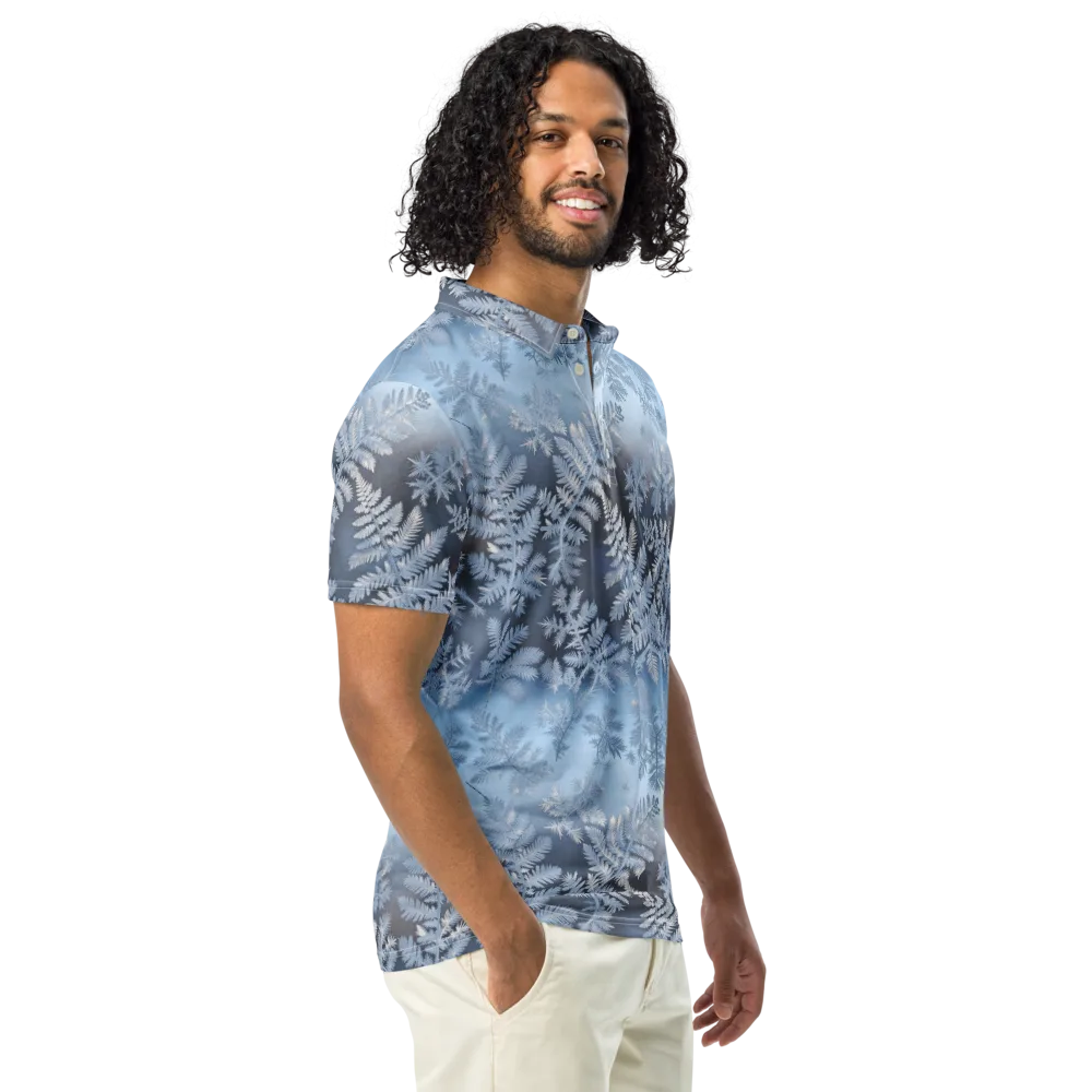 Winter Fronds on Men's Slim Fit Polo Shirt — Right Front