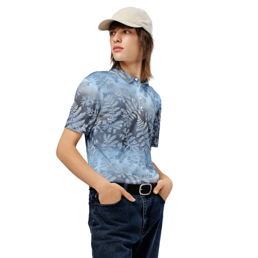 Winter Fronds on Men's Slim Fit Polo Shirt — Right Front