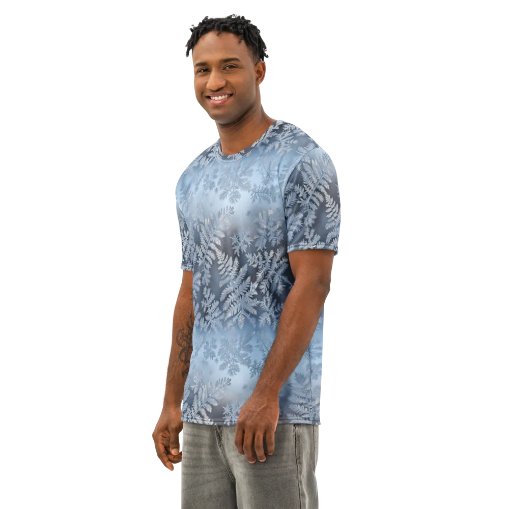 Winter Fronds on Men's Cotton Crew Neck T-Shirt — Left Front