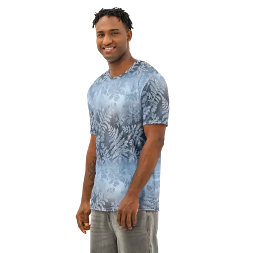 Winter Fronds on a Men's Cotton Crew Neck T-Shirt